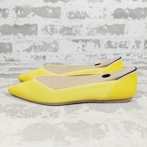 NEW Rothy's The Flat YellowKnit Pointy Toe Slip On Comfy Loafers W196